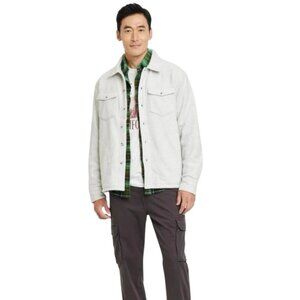 NWT Goodfellow & Co Men’s Button Up 4-Pocket Collared Jacket Light Grey XL